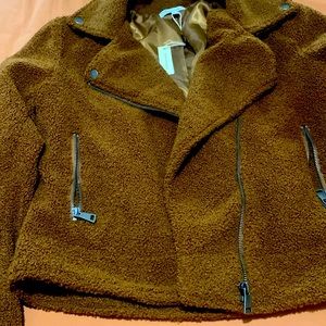 Brown casual jacket with zipper front.